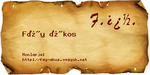 Fáy Ákos névjegykártya